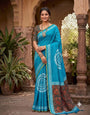 Assemblage Firozi Printed Cotton Silk Saree With Surpassing Blouse Piece