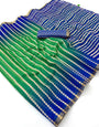 Cynosure Green and Blue Printed Cotton Silk Saree With Effulgent Blouse Piece
