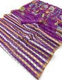 Profuse Purple Printed Cotton Silk Saree With Lustrous Blouse Piece