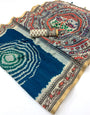 Beauteous Navy Blue Printed Cotton Silk Saree With Sophisticated Blouse Piece