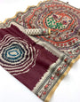 Conflate Wine Printed Cotton Silk Saree With Amiable Blouse Piece