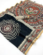 Ephemeral Black Printed Cotton Silk Saree With Woebegone Blouse Piece