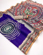 Demanding Royal Purple Printed Cotton Silk Saree With Winsome Blouse Piece