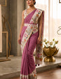 Bewitching Pink Printed Cotton Silk Saree With Enigmatic Blouse Piece