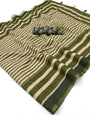 Winsome Beige and Green Printed Cotton Silk Saree With Nebula Blouse Piece