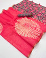 Luminous Pink Printed Cotton Silk Saree With Charming Blouse Piece