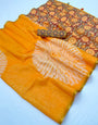 Nemesis Yellow Printed Cotton Silk Saree With Enamoring Blouse Piece