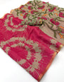 Hypnotic Dark Pink Printed Cotton Silk Saree With Staring Blouse Piece