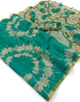 Adoring Rama Printed Cotton Silk Saree With Inspiring Blouse Piece