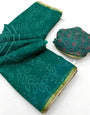 Desuetude Rama Printed Cotton Silk Saree With Enigmatic Blouse Piece
