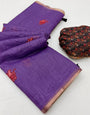 Allure Purple Printed Cotton Silk Saree With Pulsating Blouse Piece