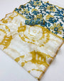 Bucolic Off White Printed Cotton Silk Saree With Dazzling Blouse Piece