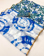 Gorgeous Off White Printed Cotton Silk Saree With Fairytale Blouse Piece