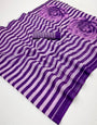 Majestic Purple Printed Cotton Silk Saree With Ethereal Blouse Piece