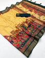 Jazzy Yellow Printed Viscose Silk Saree With Susurrous Blouse Piece