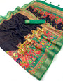 Tremendous Black Printed Viscose Silk Saree With Angelic Blouse Piece