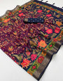 Diaphanous Purple Printed Viscose Silk Saree With Fancifull Blouse Piece