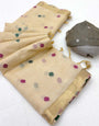 Ideal Beige Pure Munga Cotton Silk Saree With Sensational Blouse Piece