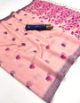 Divine Pink Pure Munga Cotton Silk Saree With Transcendent Blouse Piece