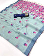 Capricious Sea Green Pure Munga Cotton Silk Saree With Smashing Blouse Piece