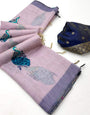 Desiring Lavender Pure Munga Cotton Silk Saree With Seraglio Blouse Piece