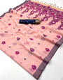 Gleaming Pink Pure Munga Cotton Silk Saree With Mellifluous Blouse Piece