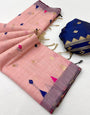 Delectable Pink Pure Munga Cotton Silk Saree With Petrichor Blouse Piece