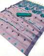 Ornate Lavender Pure Munga Cotton Silk Saree With Seraglio Blouse Piece