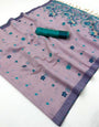 Dulcet Lavender Pure Munga Cotton Silk Saree With Unique Blouse Piece