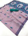 Scrumptious Lavender Pure Munga Cotton Silk Saree With Exceptional Blouse Piece
