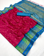 Palimpsest Wine Pure Zari Weaving Banarasi Tussar Silk Saree With Aplomb Blouse Piece