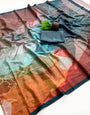 Nebula Multicolor Digital Printed Satin Silk Saree With Phenomenal Blouse Piece