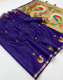 Winsome Royal Blue Pure Munga Cotton Silk Saree With Enchanting Blouse Piece