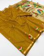 Opulent Mustard Pure Munga Cotton Silk Saree With Demesne Blouse Piece