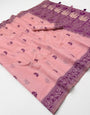 Desiring Pink Pure Munga Cotton Silk Saree With Exuberant Blouse Piece