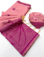 Chatoyant Pink Pure Munga Cotton Silk Saree With Pleasurable Blouse Piece