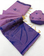 Classy Lavender Pure Munga Cotton Silk Saree With Beautiful Blouse Piece