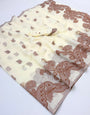 Nectarous Off White Jamdani Cotton Silk Saree With Designer Blouse Piece