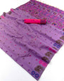 Exemplary Lavender Pure Munga Cotton Silk Saree With Snappy Blouse Piece