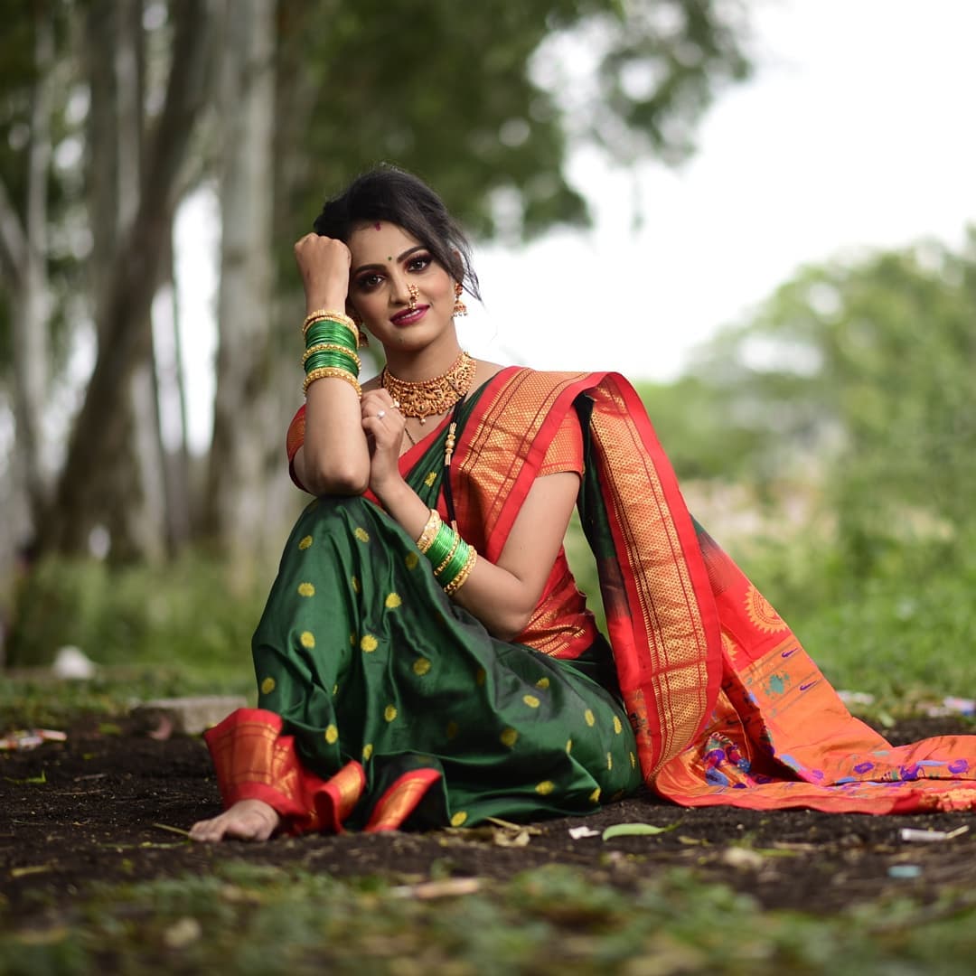 Alluring Green Paithani Silk Saree With Bucolic Blouse Piece