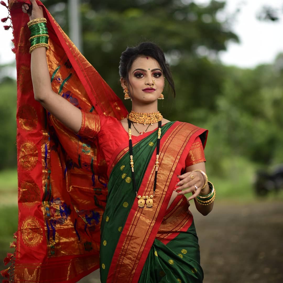 Alluring Green Paithani Silk Saree With Bucolic Blouse Piece