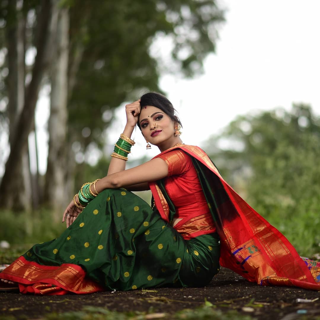 Alluring Green Paithani Silk Saree With Bucolic Blouse Piece