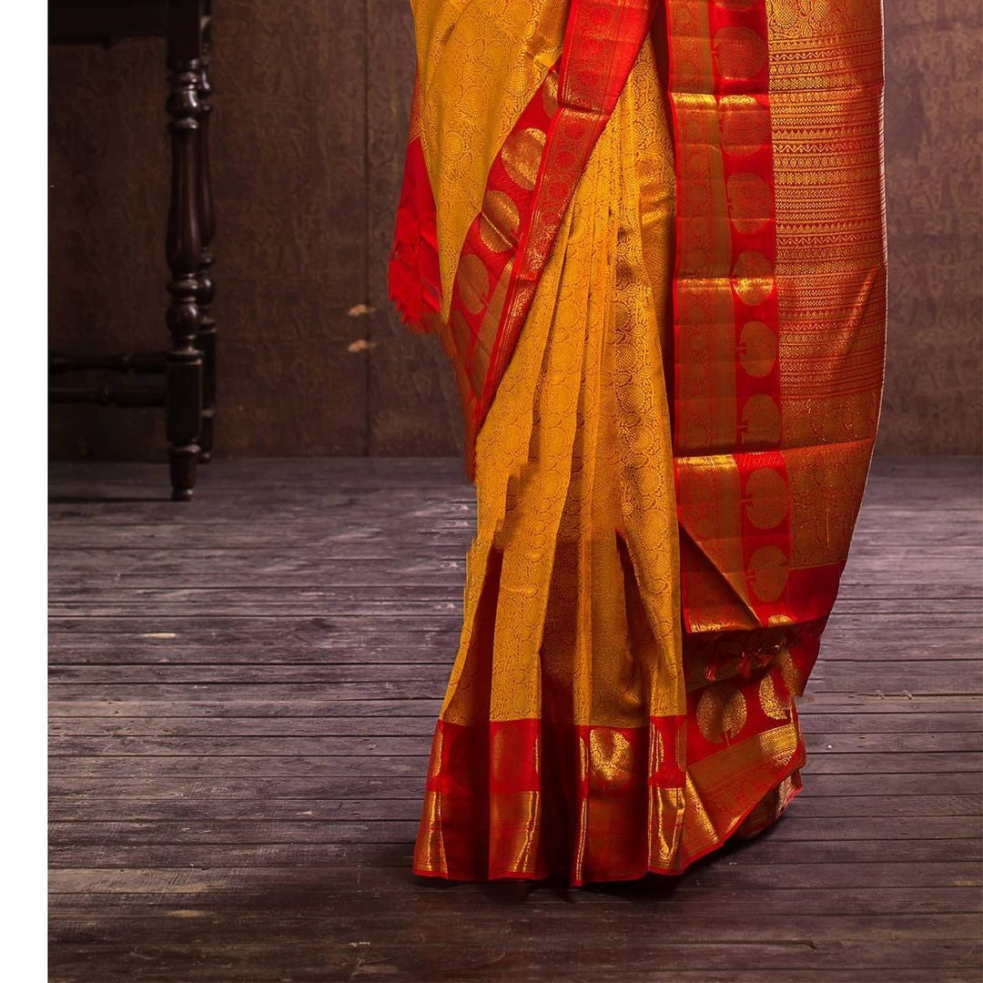 Phenomenal Yellow Soft Banarasi Silk Saree With Artistic Blouse Piece