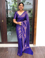 Delectable Blue Soft Silk Saree With Stunning Blouse Piece