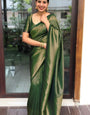 Posh Green Soft Silk Saree With Enticing Blouse Piece