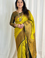 Amiable Lemon Soft Silk Saree With Ephemeral Blouse Piece