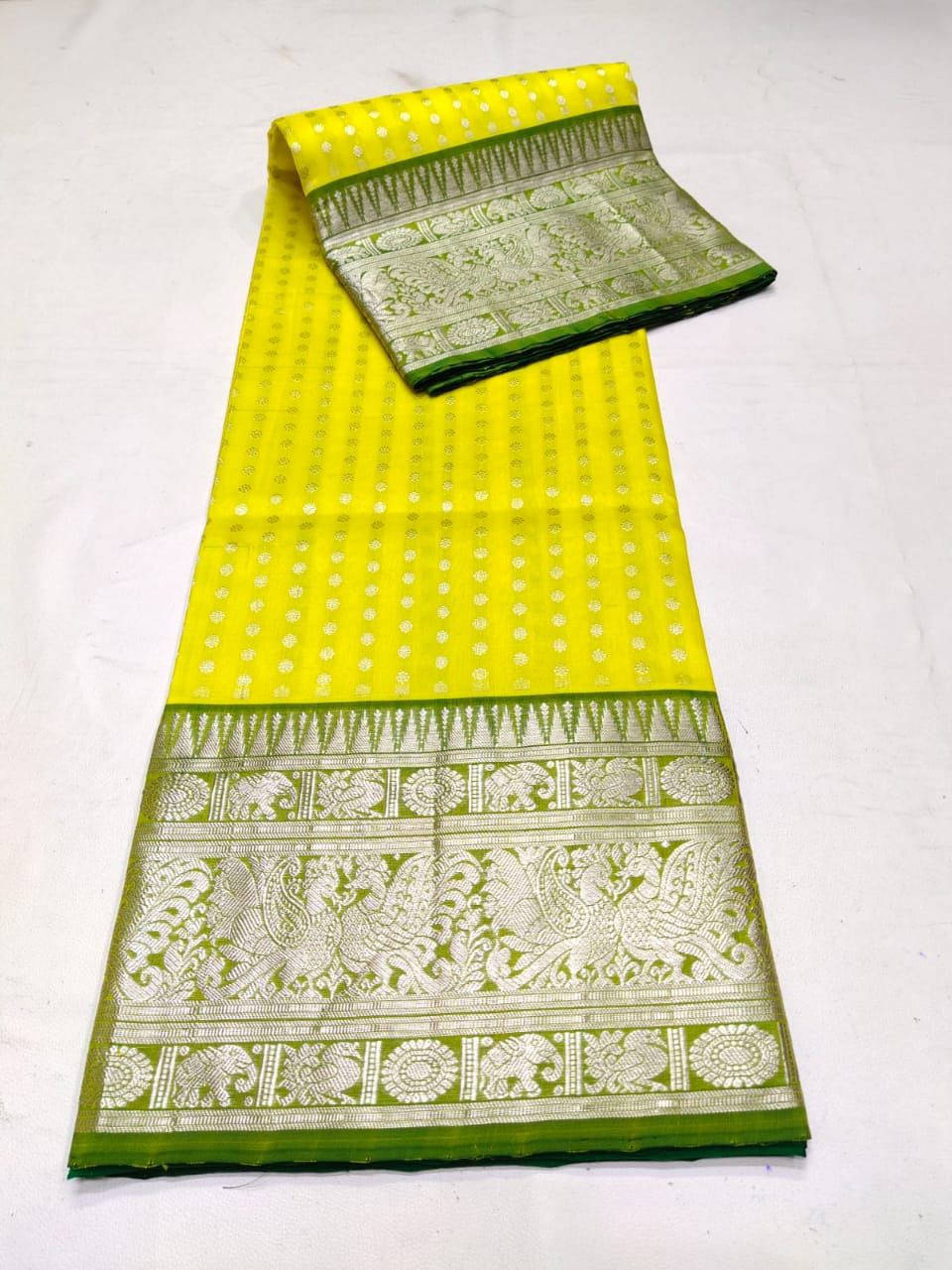 Luxuriant Lemon Soft Banarasi Silk Saree With Jubilant Blouse Piece