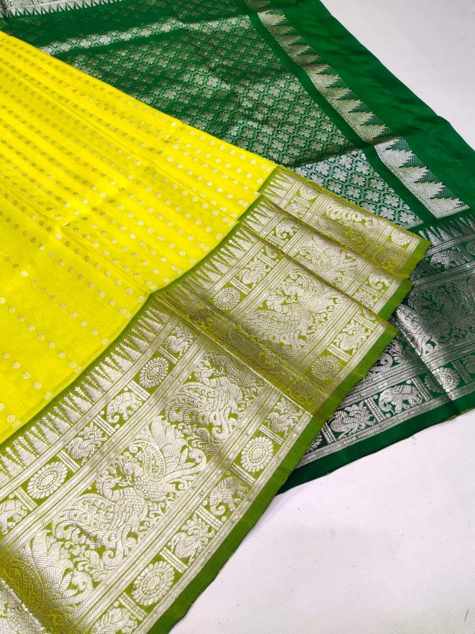 Luxuriant Lemon Soft Banarasi Silk Saree With Jubilant Blouse Piece