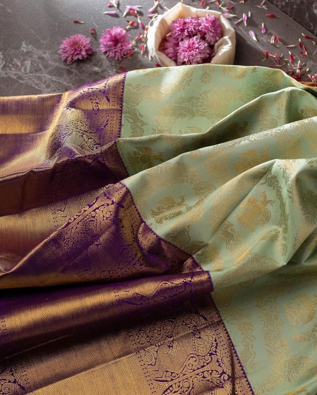 Splendorous Sea Green Soft Banarasi Silk Saree With Enigmatic Blouse Piece