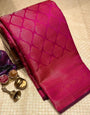 Dazzling Dark Pink Soft Silk Saree With Desirable Blouse Piece